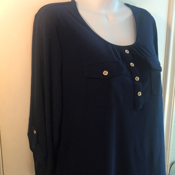 Perseption Petite Navy Top - Picture 2 of 11